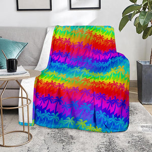 Rainbow Palm Tree Pattern Print Blanket