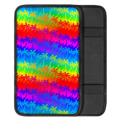 Rainbow Palm Tree Pattern Print Car Center Console Cover