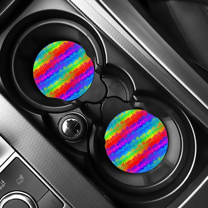 Rainbow Palm Tree Pattern Print Car Coasters