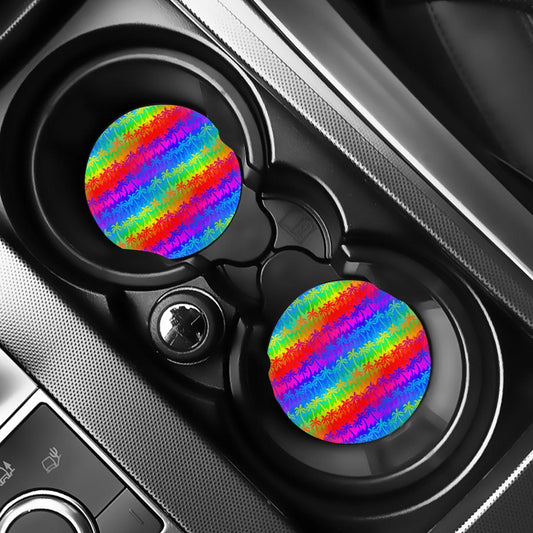 Rainbow Palm Tree Pattern Print Car Coasters