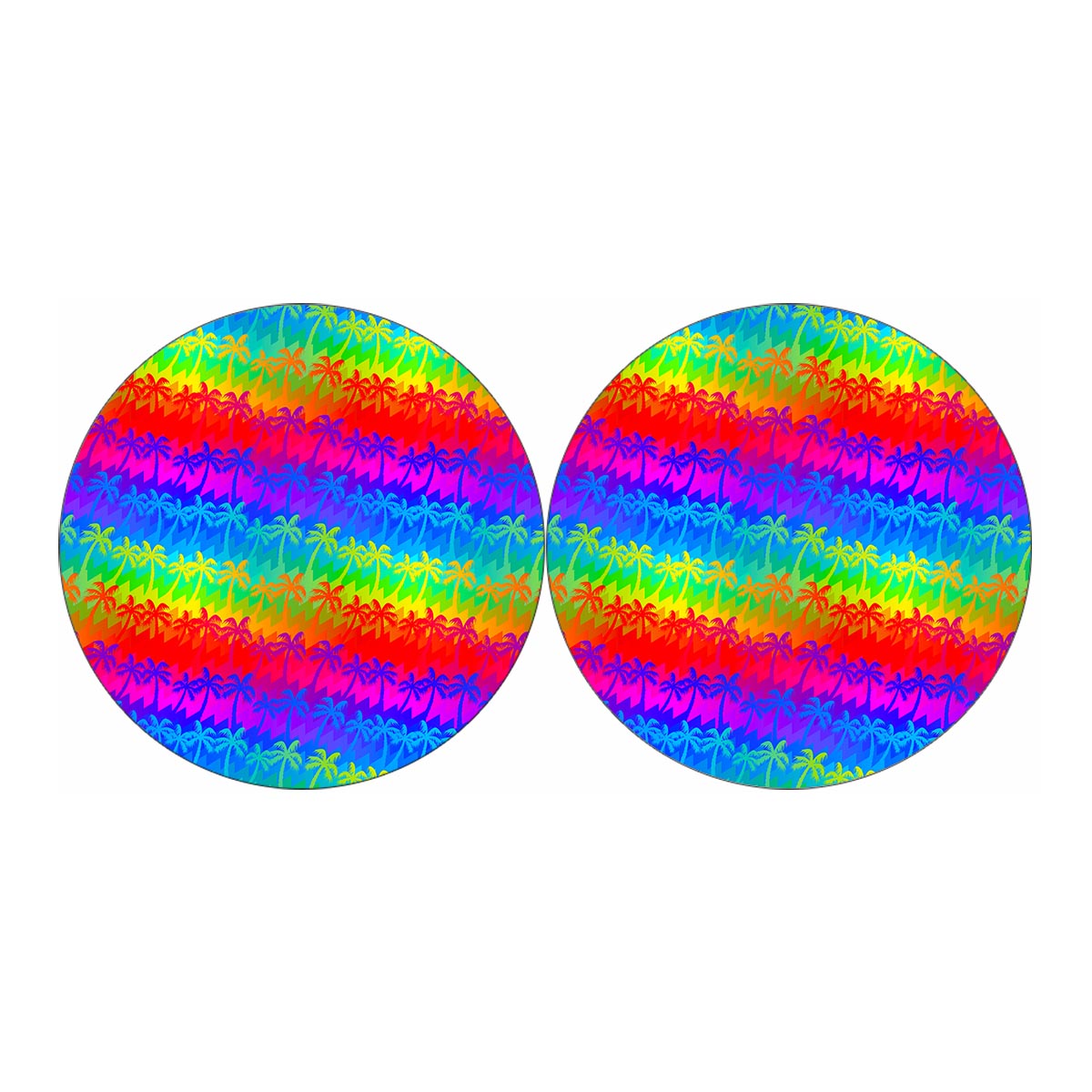 Rainbow Palm Tree Pattern Print Car Coasters