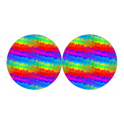 Rainbow Palm Tree Pattern Print Car Coasters