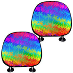 Rainbow Palm Tree Pattern Print Car Headrest Covers