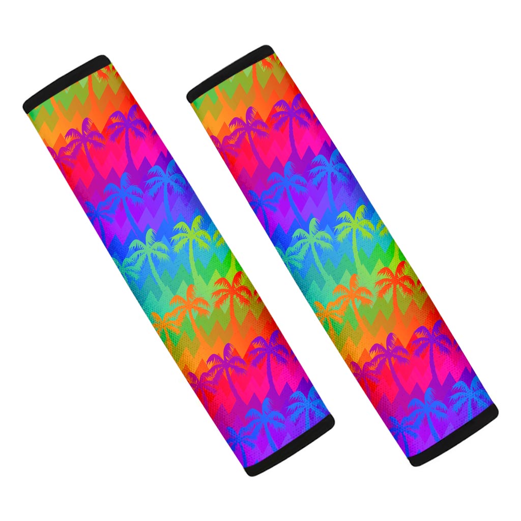 Rainbow Palm Tree Pattern Print Car Seat Belt Covers