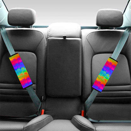 Rainbow Palm Tree Pattern Print Car Seat Belt Covers