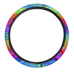 Rainbow Palm Tree Pattern Print Car Steering Wheel Cover