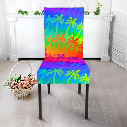 Rainbow Palm Tree Pattern Print Dining Chair Slipcover
