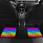 Rainbow Palm Tree Pattern Print Front and Back Car Floor Mats