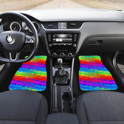 Rainbow Palm Tree Pattern Print Front Car Floor Mats