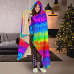 Rainbow Palm Tree Pattern Print Hooded Blanket