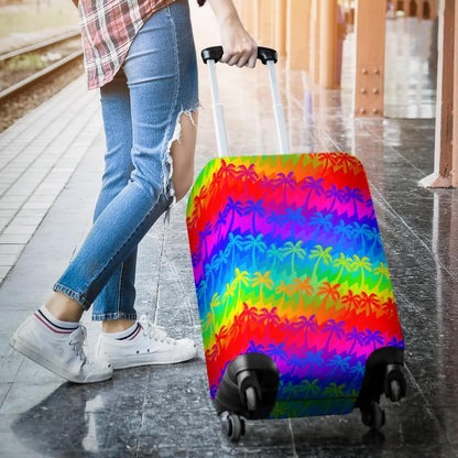 Rainbow Palm Tree Pattern Print Luggage Cover GearFrost