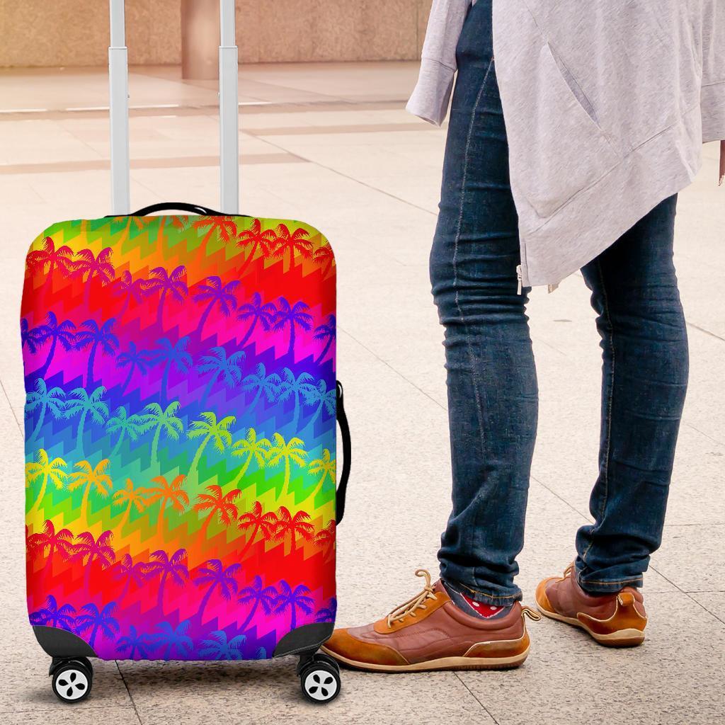 Rainbow Palm Tree Pattern Print Luggage Cover GearFrost