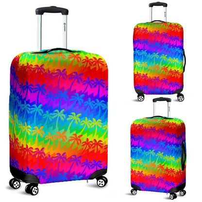 Rainbow Palm Tree Pattern Print Luggage Cover GearFrost