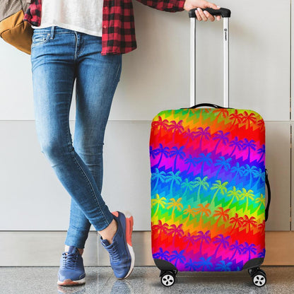 Rainbow Palm Tree Pattern Print Luggage Cover GearFrost