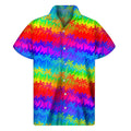 Rainbow Palm Tree Pattern Print Men's Short Sleeve Shirt