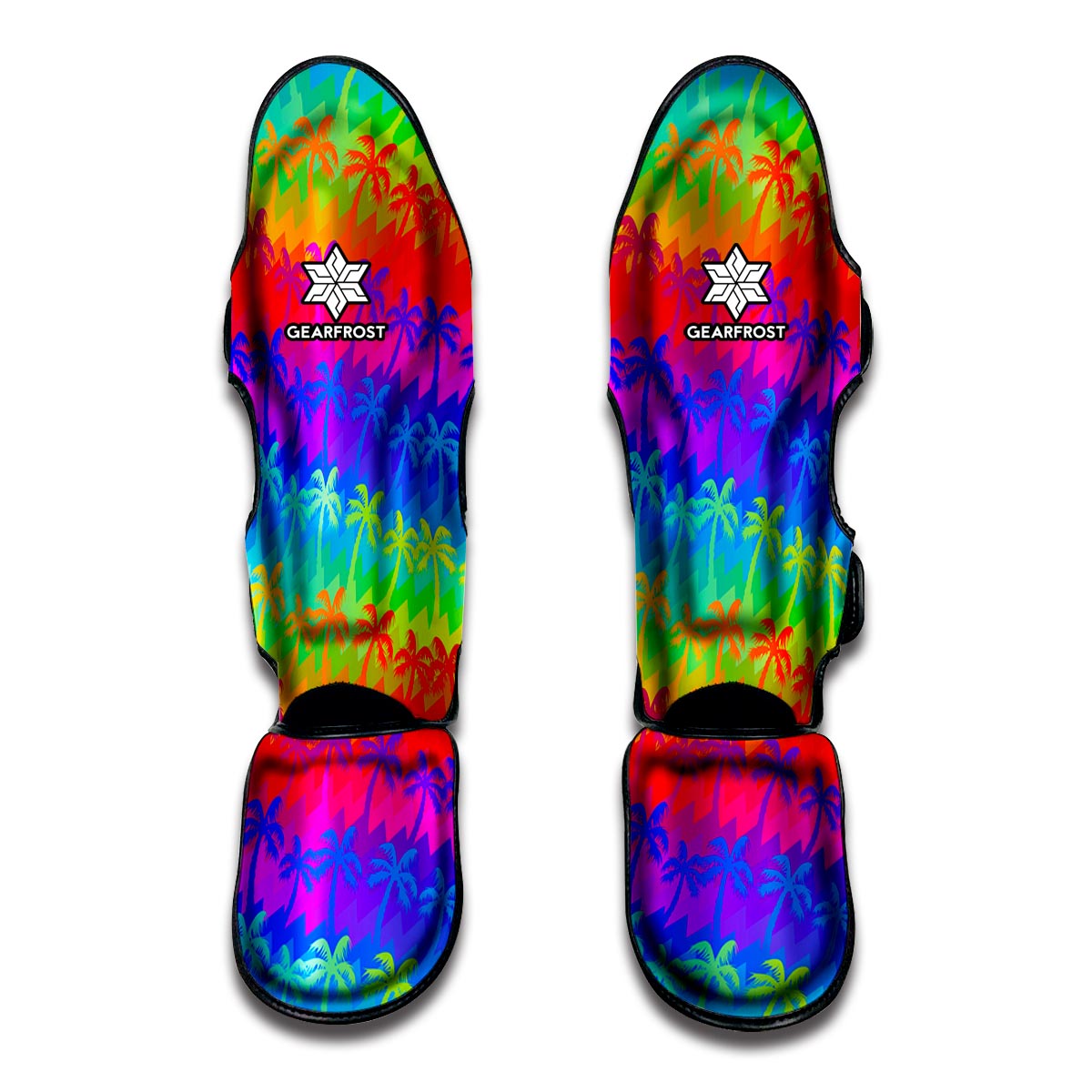 Rainbow Palm Tree Pattern Print Muay Thai Shin Guard