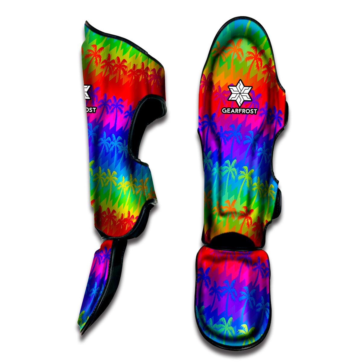 Rainbow Palm Tree Pattern Print Muay Thai Shin Guard
