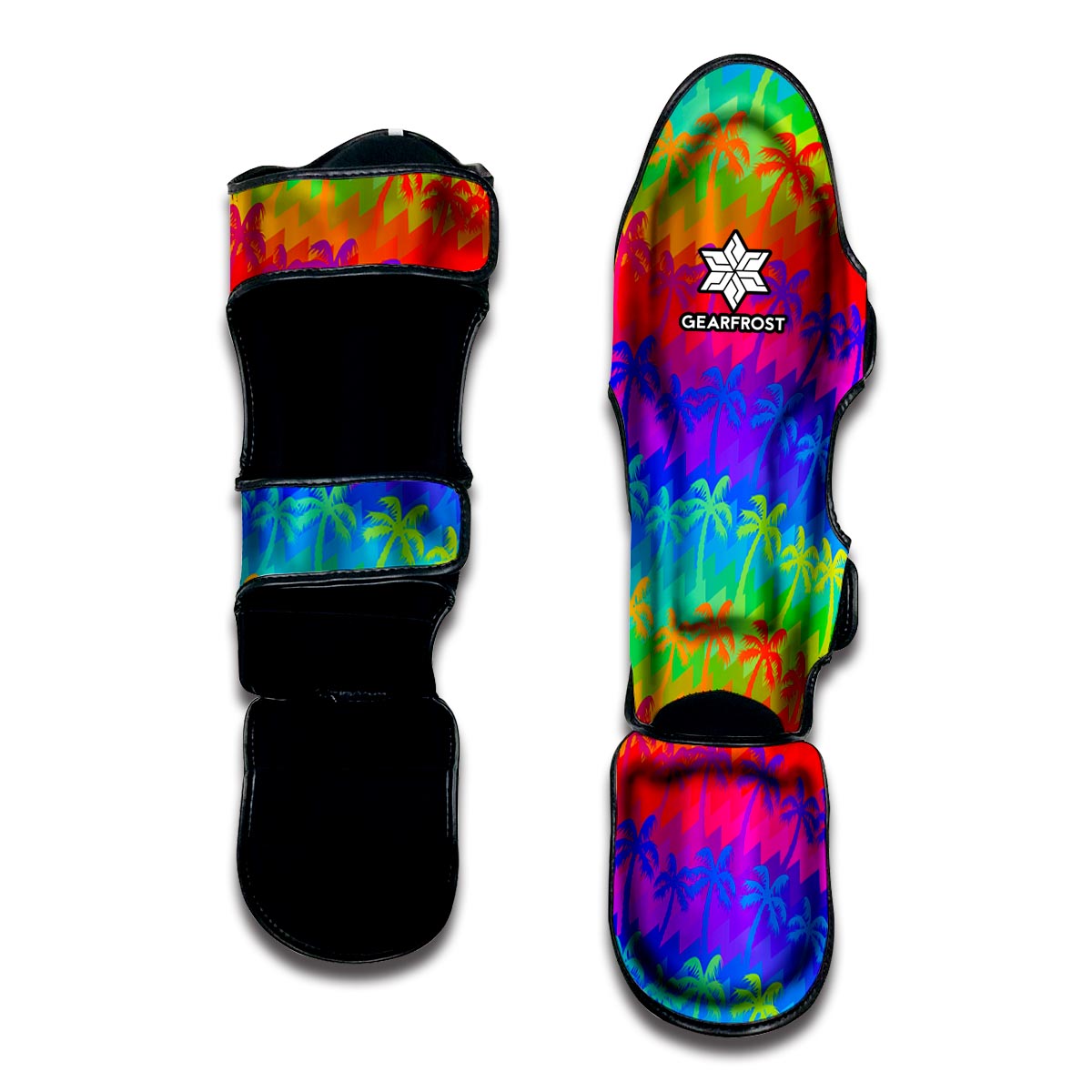 Rainbow Palm Tree Pattern Print Muay Thai Shin Guard