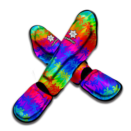 Rainbow Palm Tree Pattern Print Muay Thai Shin Guard