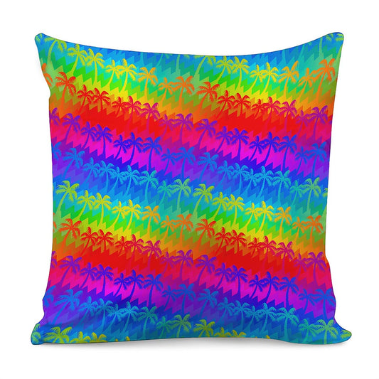 Rainbow Palm Tree Pattern Print Pillow Cover
