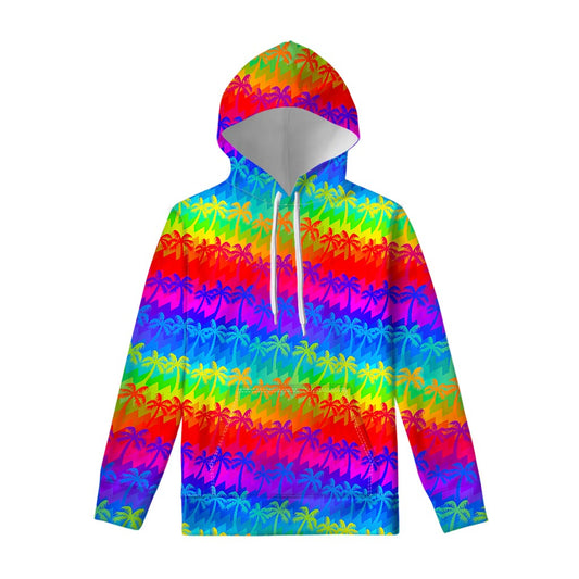 Rainbow Palm Tree Pattern Print Pullover Hoodie