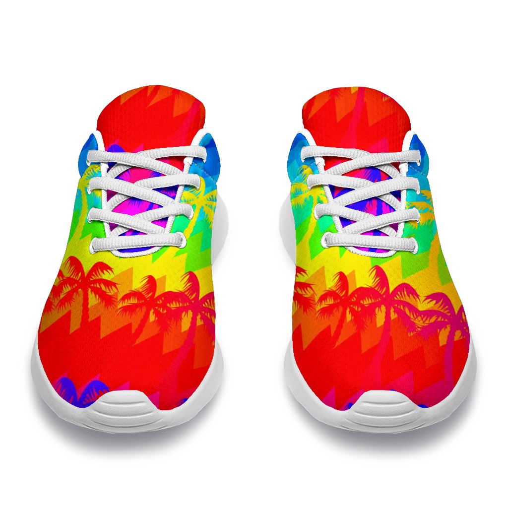 Rainbow Palm Tree Pattern Print Sport Shoes GearFrost