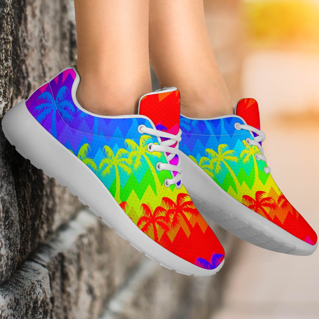 Rainbow Palm Tree Pattern Print Sport Shoes GearFrost