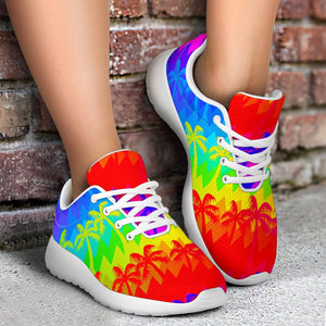 Rainbow Palm Tree Pattern Print Sport Shoes GearFrost