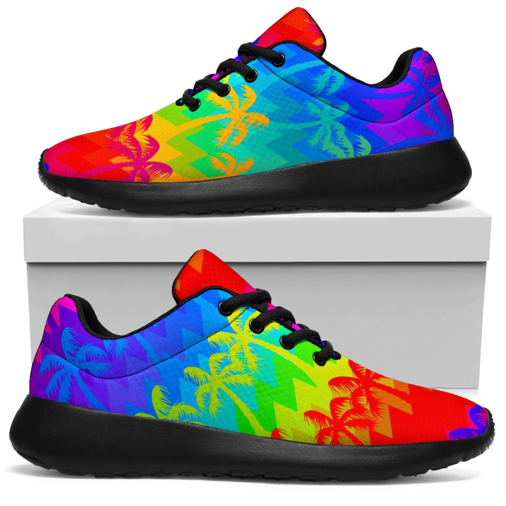 Rainbow Palm Tree Pattern Print Sport Shoes GearFrost