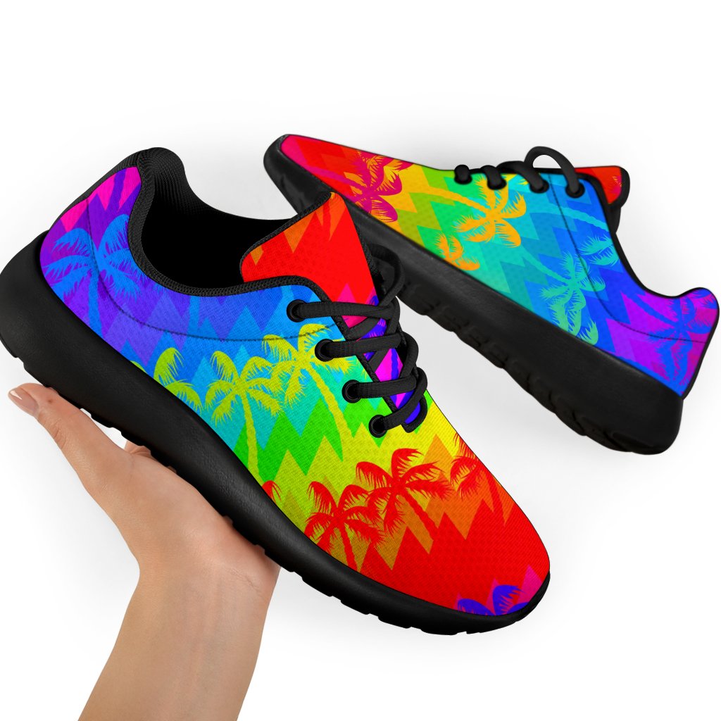 Rainbow Palm Tree Pattern Print Sport Shoes GearFrost