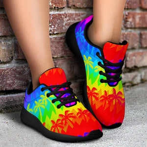 Rainbow Palm Tree Pattern Print Sport Shoes GearFrost