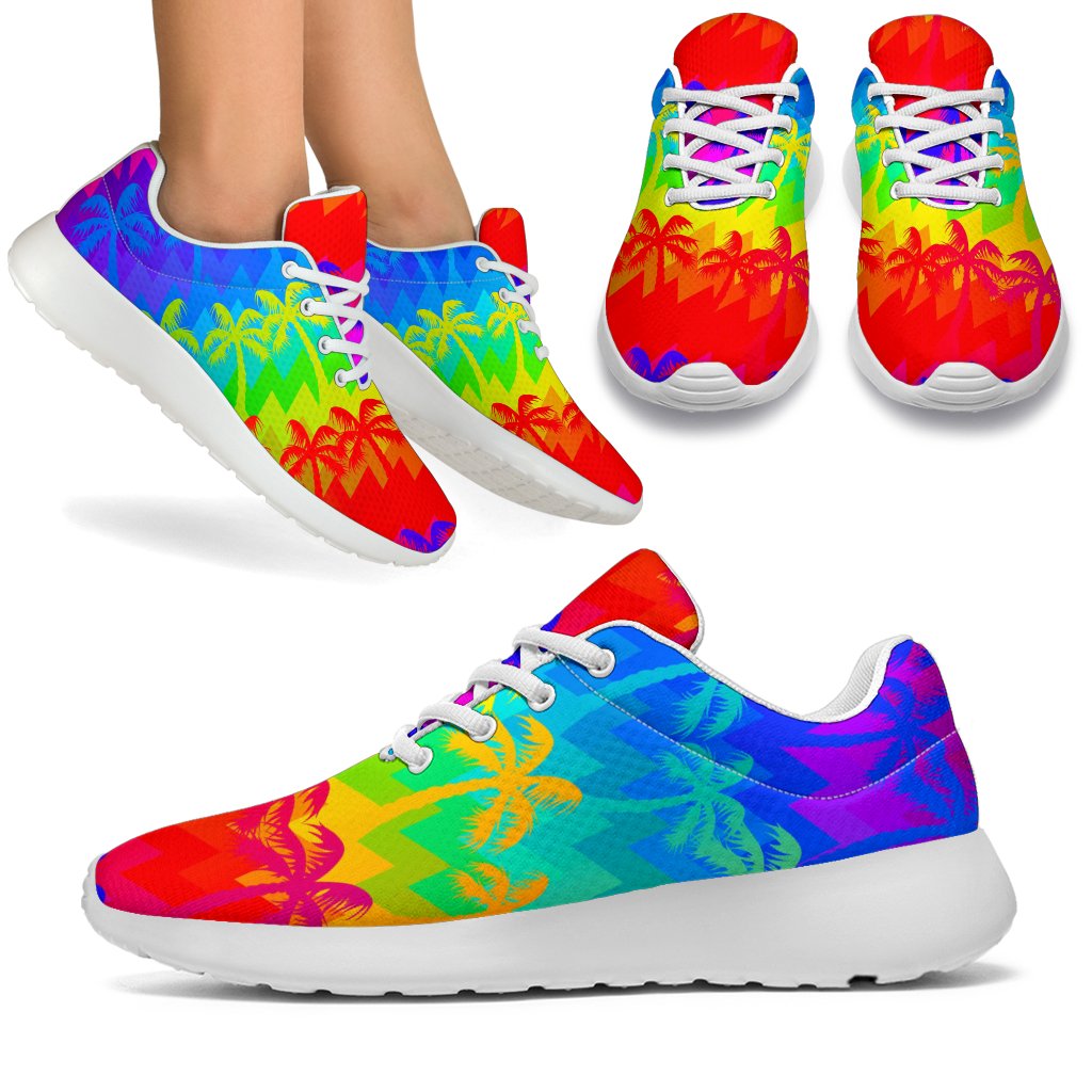 Rainbow Palm Tree Pattern Print Sport Shoes GearFrost