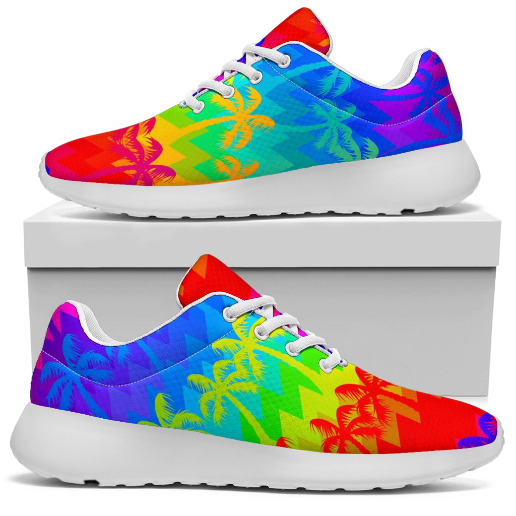 Rainbow Palm Tree Pattern Print Sport Shoes GearFrost