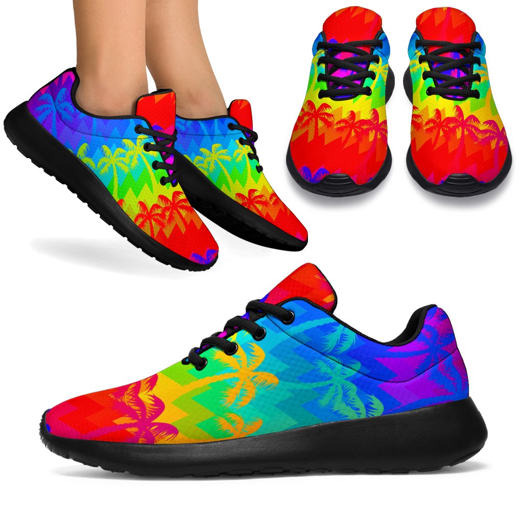 Rainbow Palm Tree Pattern Print Sport Shoes GearFrost