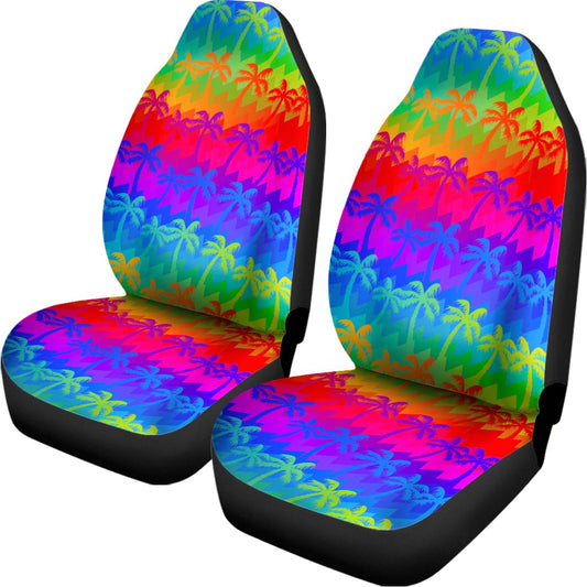 Rainbow Palm Tree Pattern Print Universal Fit Car Seat Covers