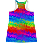 Rainbow Palm Tree Pattern Print Women's Racerback Tank Top