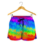 Rainbow Palm Tree Pattern Print Women's Shorts