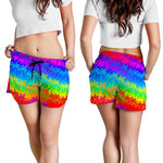 Rainbow Palm Tree Pattern Print Women's Shorts