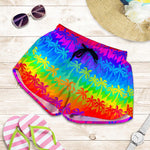 Rainbow Palm Tree Pattern Print Women's Shorts