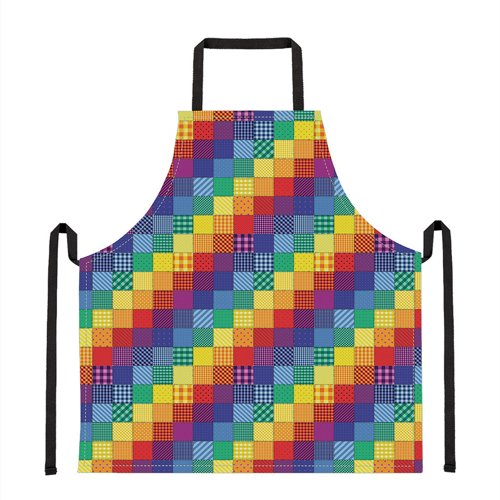 Rainbow Patchwork Pattern Print Apron