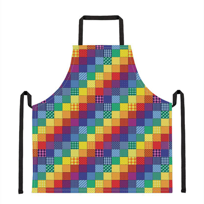 Rainbow Patchwork Pattern Print Apron