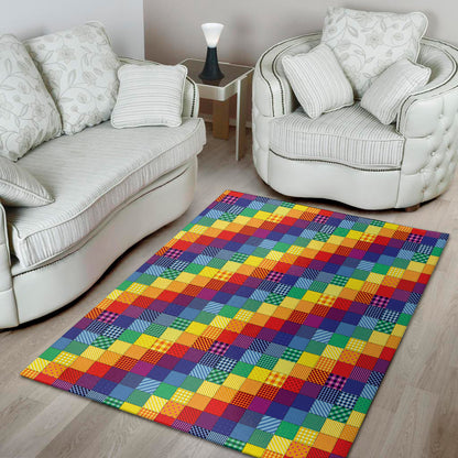 Rainbow Patchwork Pattern Print Area Rug