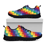 Rainbow Patchwork Pattern Print Black Sneakers