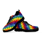 Rainbow Patchwork Pattern Print Black Sneakers