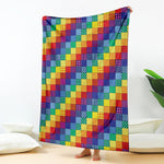 Rainbow Patchwork Pattern Print Blanket