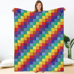Rainbow Patchwork Pattern Print Blanket