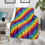Rainbow Patchwork Pattern Print Blanket