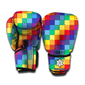 Rainbow Patchwork Pattern Print Boxing Gloves
