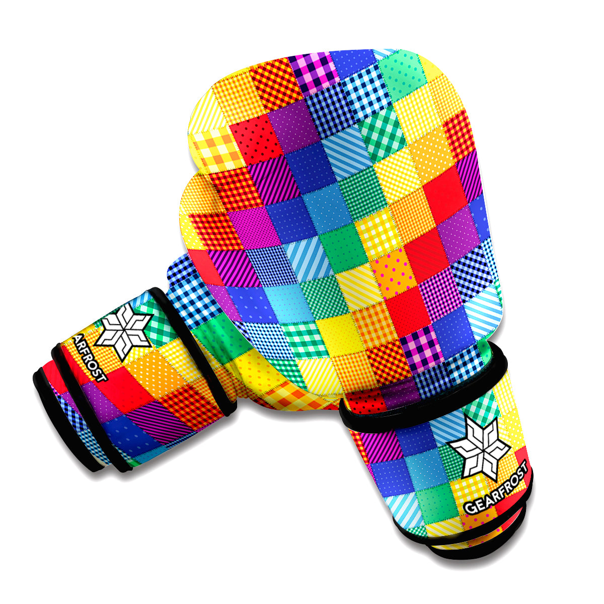 Rainbow Patchwork Pattern Print Boxing Gloves