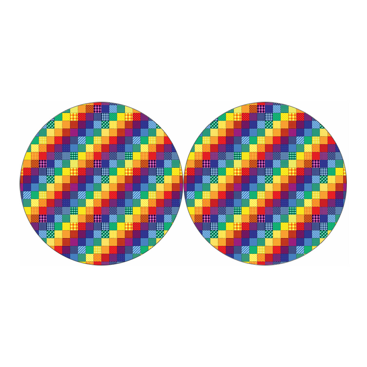Rainbow Patchwork Pattern Print Car Coasters